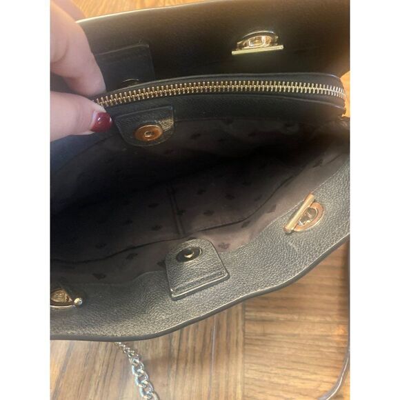 Kate Spade women’s black leather medium rectangle chain handle bag with pockets - Picture 6 of 10